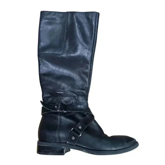 Nine West Women's‎ Black Leather Riding Boots Size 6M Knee High Zip - Picture 4 of 7